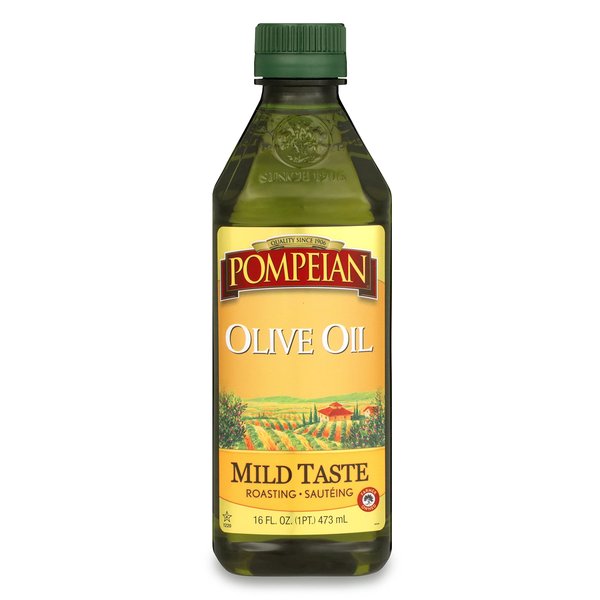 Pompeian Mild Taste Olive Oil, Perfect for Roasting & Sauteing, Naturally Gluten Free, Non-Allergenic, Non-GMO, 16 FL. OZ.