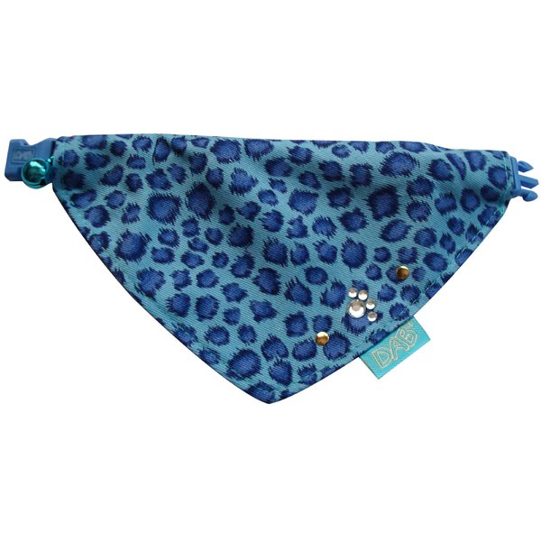 PetsRus Orea - Medium Dog Collar with Removable Bandana - Color:Blue Leopard