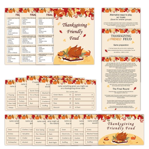 Thanksgiving Feud Quiz, Thanksgiving Trivia Games for Family, Buzzers for Trivia Games, Fun Thanksgiving Feud Questions, Holiday Party Games, Thanksgiving Decorations, Trivia Cards(gesc01)