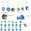 Gone Fishing Birthday Party Decorations Fishing Party Supplies Includes Gone Fishing Birthday Banner Hanging Swirls Background Cake Topper Cupcake Toppers Balloons for Fishing Party Decorations