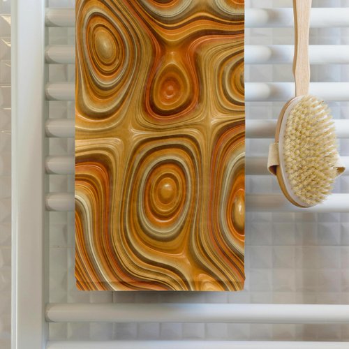 3dRose 15x22 Hand Towel - Abstract Organic Embossed Surface in Beige and Yellow Art Illustration