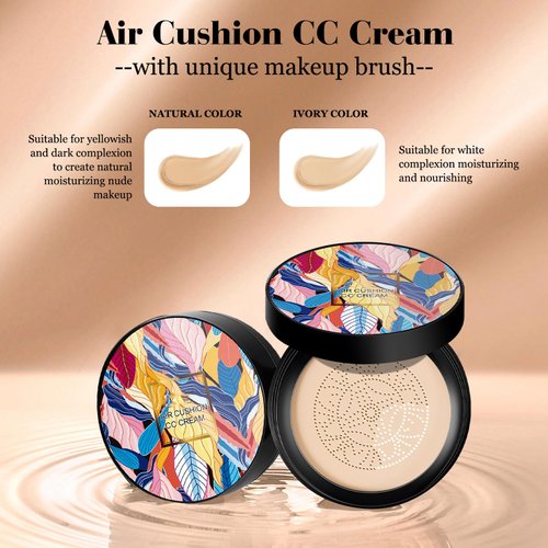 Indicativet Mushroom Head Air Cushion CC Cream, Air Cushion CC Cream Mushroom Head, Indicativet Foundation BB Cream Face Make Up, Long Lasting Matte Moisturizing Concealer (Natural, 1Pcs)