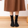 MarJunSep Women's Cute Ruffle Frilly Socks Neutral Thin Cotton Knit Crew Socks Ribbed Slouch Lettuce loafer Socks 6 Pairs