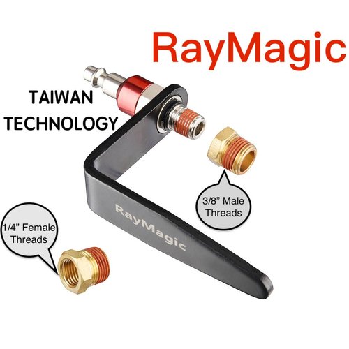 RayMagic Steel Pneumatic Tool Rafter Hook Hanger, Lightweight, Durable,Reusable Metal Organaizer Adjustable Easy Install Hooks With 1/4" Air Tool Swivel Fitting, for Air Nailer, 1-Piece Brass Fitting