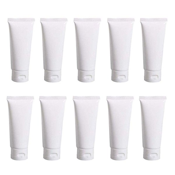 20PCS Plastic Empty Squeeze Cosmetic Soft Tubes Jars Refillable Cosmetic Vials Travel Bottles Containers Storage with Flip Cover Sample Packing (30ml/1oz)