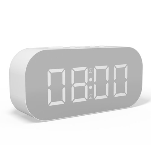 ANTDALIS Small Digital Alarm Clock for Kids, Desktop Small Alarm Clock, Mirror LED Display, Dual Alarm Snooze Function, 5 Levels of Adjustable Brightness, Suitable for Bedroom, Home & Office