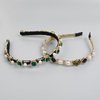 Huachi Rhinestone Headbands for Women Baroque Crystal Pearl Womens Headband Wide Elastic Head Bands for Women’s Hair Glitter Green Jeweled Bridal Luxury Hairband Hair Accessories