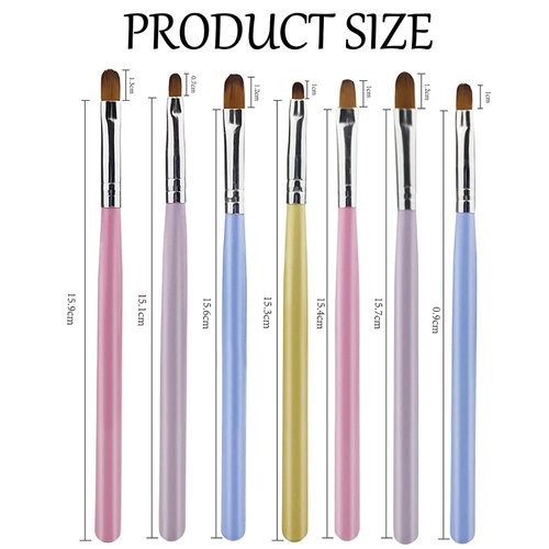 7 Pcs UV Gel Nail Art Brush,Poly extension Gel Nail Art Tips Brush,Acrylic Nail Art Brush Nail Painting Brush Pen Set for Home and Salon Use