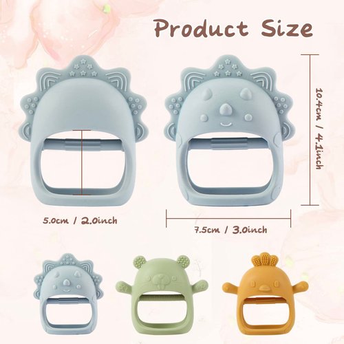 Teethers for Babies 3-6 Months, BPA Free Teething Toys 3-6 Months, Easy-to-Grasp Shapes teether with Soft Texture for Sensory Exploration and Itching Relief Baby Teether