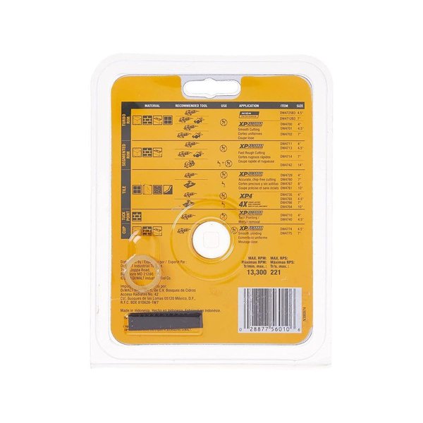 DEWALT Diamond Blade for Porcelain Tile, Wet/Dry, 4-1/2-Inch (DW4765)