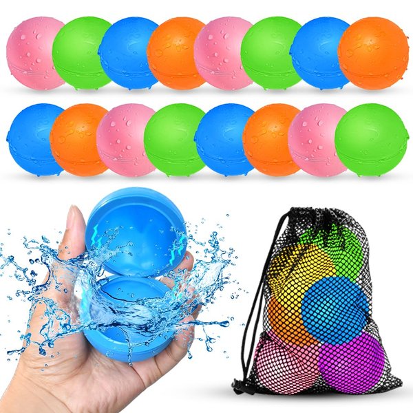 SOPPYCID 16Pcs Reusable Water Balloons for Kids, Pool Beach Water Toys for Boys and Girls, Summer Toy for Outdoor Games