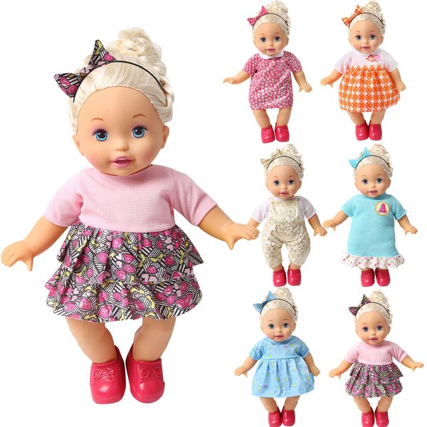 NA BOBO Clothes Set of 6 for 12-14-16 Inch Alive Lovely Baby Doll Clothes Dress Outfits Costumes Dolly Pretty Doll Cloth Handmade Girl Christmas Birthday Gift