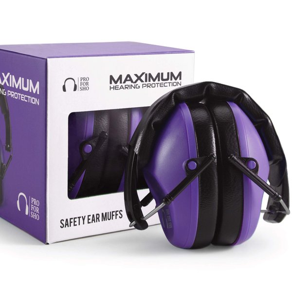 Pro For Sho 34dB Shooting Ear Protection - Special Designed Ear Muffs Lighter Weight & Maximum Hearing Protection - Standard Size, Purple
