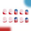 Tyuimhx 4th of July Press on Nails Short Square Independence Day Fake Nails Red White French Tip False Nails With Star Glitter Designs Acrylic Stick on Nails Patriotic Nails for Women 24Pcs