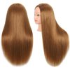 ZOMOI Mannequin Head with 80% Real Human Hair 26''-28"Cosmetology Mannequin Doll Head to Practice Hair Styles Hairdresser Practice Braiding Head(27# Light Brown)