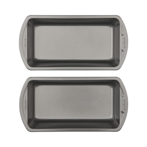 GoodCook Set of 2 Medium 8" x 4" Nonstick Steel Bread Loaf Pans, Gray (4244)