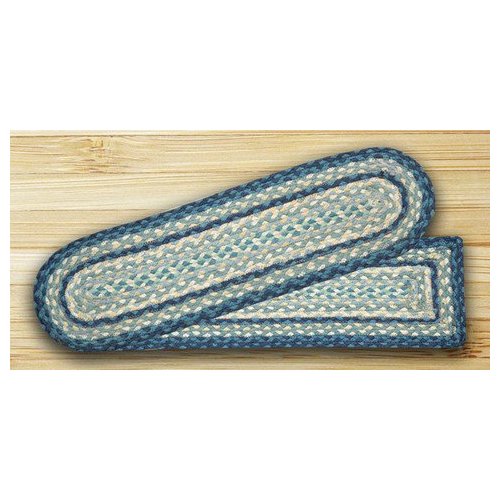 Oval Stair Tread - Breezy Blue, Taupe and Ivory