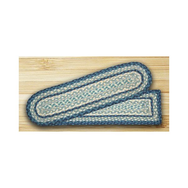 Oval Stair Tread - Breezy Blue, Taupe and Ivory