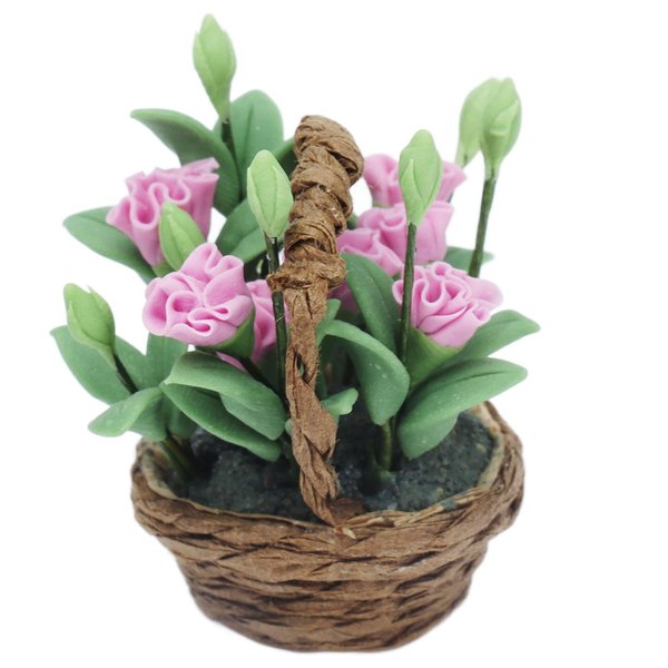 Miniature Dollhouse Plant Flowers, Miniature Flower Dollhouse Decoration, Dollhouse Flower Basket Model 1:12 Scale for Mini Gardens Corridors
