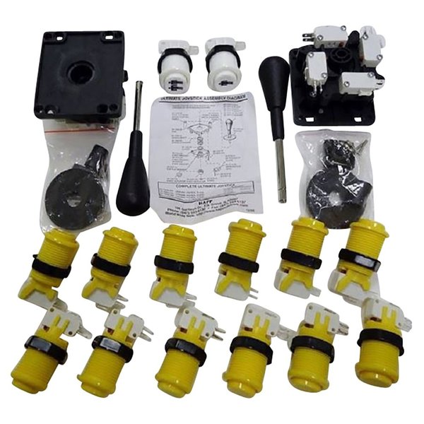 Game Room Guys Happ Control Panel Kit - Yellow - 14 Buttons