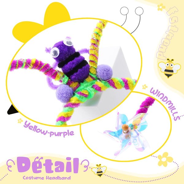 Fstrend Cartoon Headband Light Up Bees Headpiece Windmills Festival Animal Headwear Cosplay Costume Kids' Theme Party Hair Hoops Accessory