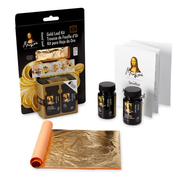 Speedball Mona Lisa Composition Gold Leaf Kit, Includes 25-Sheets, Adhesive and Sealer for Metal Gilding Crafts