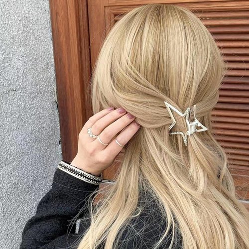 Star Hair Clips Gold Metal Hair Accessories for Women Girls Elegant Shiny Five-Pointed Star Shape Hair Claw Clips Hairpins Strong Hold Nonslip Hair Clip for Thick or Thin Hair Goddess Look 1 Pcs