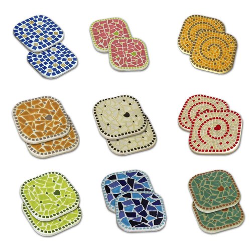 Make Your Own Coasters Mosaic Craft Kit for All Skill Levels 2 Pieces Buttercup Yellow 10 cm