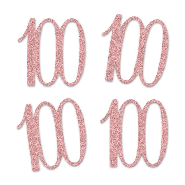 Rose Gold 100 Cut-Out Numbers, 100th Glitter Birthday Party Anniversary Decorations DIY Essentials