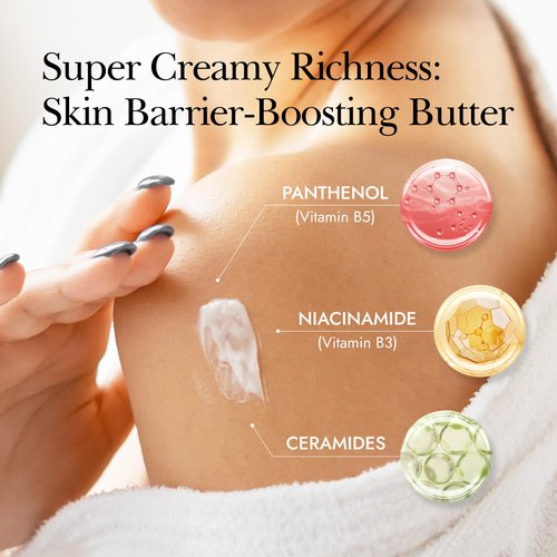 THERAPISPA Pure Rich Signature Body Butter with Shea, Hyaluronic Acid, Niacinamide (B3), Panthenol (B5) & Ceramides | Body Cream & Moisturizer | Nourish and Hydrate Dry Skin (Gold, 7 oz)