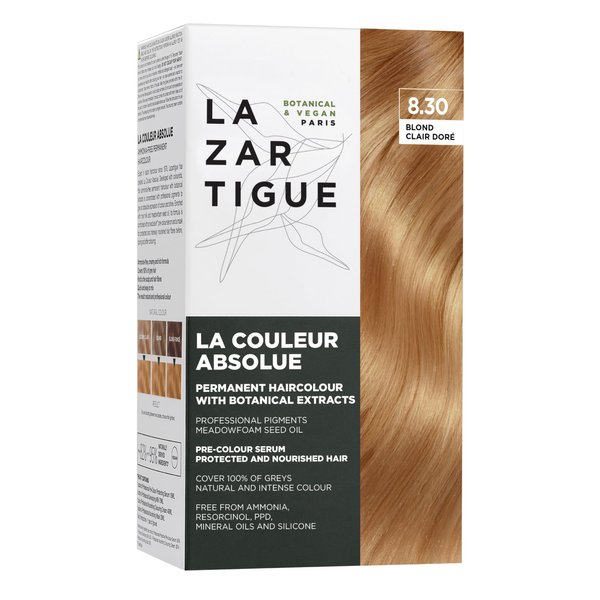 Lazartigue La Couleur Absolue, Permanent Hair Color with Botanical Extracts, Light Golden Blond, Coloring Kit, Vegan, Cruelty-Free, Ammonia-Free
