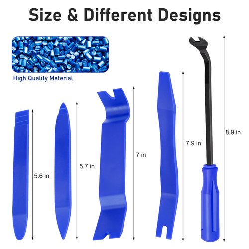 GLK Auto Trim Removal Tool Set, 5pcs Plastic Pry Tool Kit, Auto Trim Tool, Prying Tool, Car Door Panel Clip Revmoal Tool, Fasteners Remover