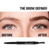 Palladio Brow Definer Retractable Pencil, Triangular Tip Fills Brows for a Natural Look, Tame and Shape Eyebrows with Spoolie Brush, Eyebrow Shaper, Buildable Light to Dark Colors, (Taupe)