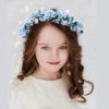 Campsis Girls Headpiece Flower Headbands Pearl Communion Hair Accessories Crystal Girls Birthday Photography Hair Band for Women and Girls(Blue)