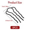 8 Pcs Hair Side Combs, Hairpins for Updos, 4 Prong Metal Updo Hair Pins, Black U-Shape Hair Sticks, Side Hair Clip for Women, Hair Pins for Buns, Hair Fork Clip Styling Tool Decorative Accessories