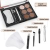 Boobeen Eyebrow Powder, 6-color Eyebrow Makeup Kit with 4 Eyebrow Stencils, 2 Eyebrow Brushes, 1 Eyebrow Pencil and 1 Tweezer, Waterproof Long Lasting Eyebrow Pomade to Define & Shape & Fill Brows