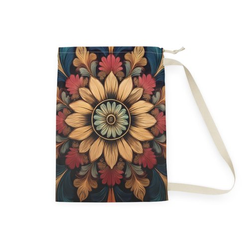 Boho Floral Laundry Bag Eco-Friendly Storage Home Organization Gift Students Travel Accessory Vibrant Design Mitzisniftis Art