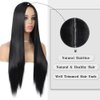WIGER Long Black Wigs Straight Black Hair Dye Wig for Women Middle Part Synthetic Heat Resistant Natural Hair for Party or Halloween Costume Full Black Wigs for Girls (1B)