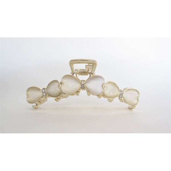 Generic Small/medium gold metal white bow hair claw clip for medium fine hair