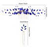 Dizila 7 Pieces Royal Blue Party Prom Wedding Bridal Crystal Rhinestone Vine Leaf Hair Side Combs + Rhinestone U-shaped Hair Pins Headpieces for Brides Bridesmaids Women Girls