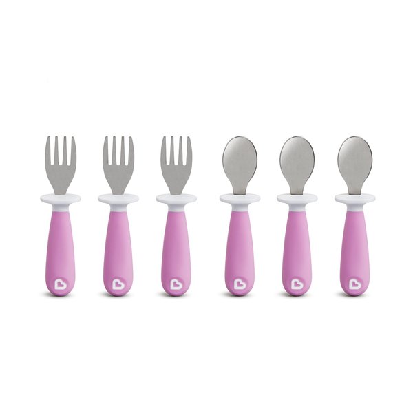 Munchkin® Raise™ Toddler Fork and Spoon Utensil Set, 6 Pack, Purple