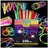 GLOW YGB 100PCS Glow Sticks Bulk Party Pack, Halloween Glow Sticks For Kids Camping, Glow In The Dark Sticks,8” Glow Party Supplies Bracelets