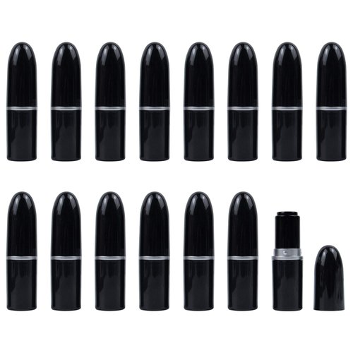 AUEAR, Empty Lip Balm Lipstick Tubes Container Bullet Shape for Lipstick Lip Balm DIY (Black, 15 Pack)
