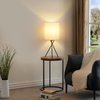FOLKSMATE Bedside Table Lamp with Black Metal Base, Modern Small Desk Lamp, Nightstand Lamp with White Lampshade, Home Living Room, Bulb Not Included