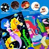 JUNQIU Scratch Art for Kids, Mermaid Black Rainbow Scratch Art Paper Set-Arts and Crafts Kits & Supplies, Mermaid Toys Gifts for Toddlers Girls Birthday Christmas