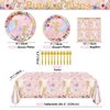 Fairy Party Decorations - Floral Fairy Paper Plates Pink Butterfly Napkins Floral Tablecloths for Princess Flower Fairy Party Supplies, Serve 20