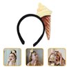 Beavorty Ice Cream Cone Headband, Unisex Adult Food Ice Cream Cone Mini Hat on Headband Food Dress Up Ice Cream Headpiece for Costume Party Supplies Food Party Decoration