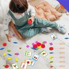 155 PCS Wooden Pattern Blocks Set, 24 Double-Sided Design Cards(48 Patterns) Geometric Shape Puzzle Fun Tangram Montessori Learning Toys for Kids Ages 4-8 (A Storage Bag & A Gift Box)