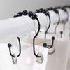 Goowin Shower Curtain Hooks, 12 Pcs Shower Curtain Rings, Stainless Steel Black Shower Curtain Hooks, Shower Curtain Rings Rust Proof, Smooth Sliding Anti-Drop Double Shower Rings for Curtain (Black)