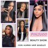 Pinjuoo Peruvian Hair Bundles 14 16 18 20 Inch 4 Straight Bundles Human Hair 100% Unprocessed Raw Virgin Hair Bundles Weave Natural Black Bundles Human Hair Extensions for Women